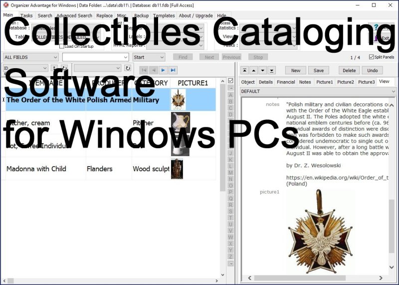Collectibles Cataloging Software for Windows PCs title